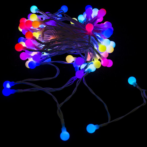 Светодиодная нить шарики с пультом 11,5 м., 220V, 96 разноцветных LED ламп, диаметр шарика 1.6 см, белый провод, Winner Light (m.01.5W.96-1.6ball)