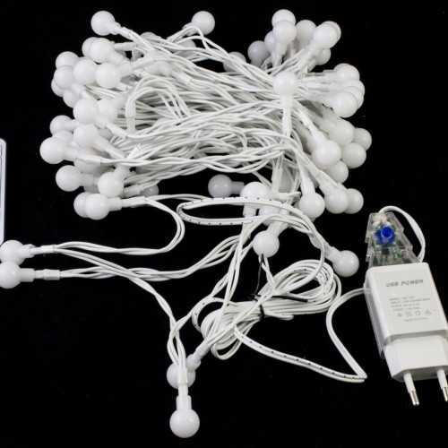 Светодиодная нить шарики с пультом 11,5 м., 220V, 96 разноцветных LED ламп, диаметр шарика 1.6 см, белый провод, Winner Light (m.01.5W.96-1.6ball)