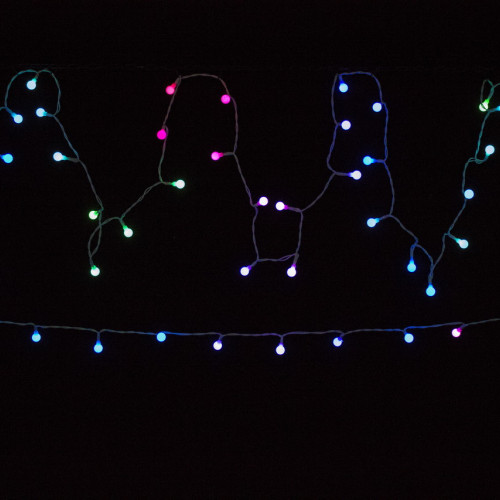 Светодиодная нить шарики с пультом 11,5 м., 220V, 96 разноцветных LED ламп, диаметр шарика 1.6 см, белый провод, Winner Light (m.01.5W.96-1.6ball)