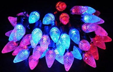 Светодиодная нить Шишки 10 м., 220V, 100 разноцветных LED ламп, черный каучук, соединяемая, Winner Light (m.01.7B.100+2,5B)