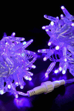 Светодиодная нить 100 фиолетовых LED ламп, 10 м., 220В, мерцание, прозрачный провод ПВХ, Teamprof (TPF-S10CF-24V-CT/V)