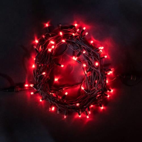 Светодиодная гирлянда с колпачком 75 красных LED ламп 10 м., 24В., черный каучуковый провод, IP65, LTC (LL75-1-1R)