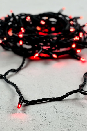 Светодиодная гирлянда с колпачком 75 красных LED ламп 10 м., 24В., черный каучуковый провод, IP65, LTC (LL75-1-1R)