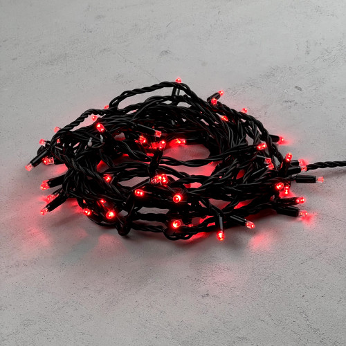 Светодиодная гирлянда с колпачком 75 красных LED ламп 10 м., 24В., черный каучуковый провод, IP65, LTC (LL75-1-1R)