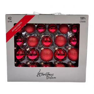 Набор стеклянных шаров Классический красный 42 шт., Christmas DeLuxe (87162)