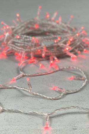 Светодиодная гирлянда с колпачком 100 красных LED ламп 10 м., 220-230 В., прозрачный провод ПВХ, IP65, LTC (PST100CAP-10-2R)