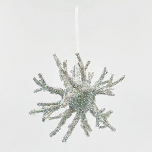 Винтажное украшение Сокровища Посейдона - Коралл с бисером, 15 см., серебро, 1 шт., Christmas DeLuxe (86527)