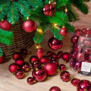 Набор пластиковых шаров Александрия mix, бордо, 34 шт, Kaemingk (022703) 