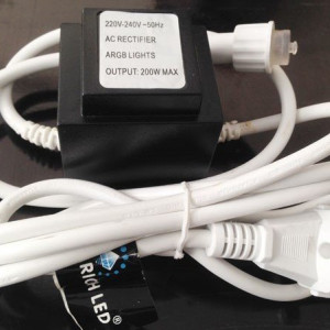 Блок питания для гирлянд RGB 1.5 м., 220V, 10А, белый провод, Rich LED (RL-220AC/DC-10A-ARGB)