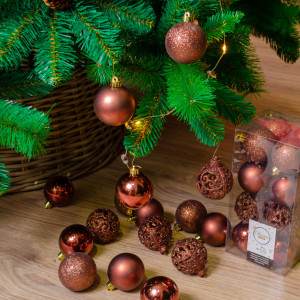 Набор пластиковых шаров Белль 60 мм, палисандровый, 16 шт, Kaemingk (020886)