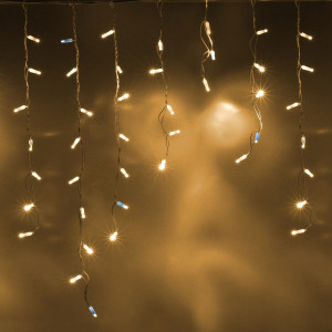 Светодиодная бахрома 144 теплых белых LED ламп, 3*0.9 м., 220В, мерцание, белый провод ПВХ, Teamprof (TPF-i3*0.9F-CW/WW)