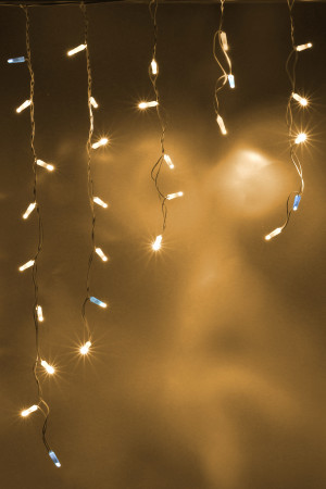 Светодиодная бахрома 144 теплых белых LED ламп, 3*0.9 м., 220В, мерцание, белый провод ПВХ, Teamprof (TPF-i3*0.9F-CW/WW)