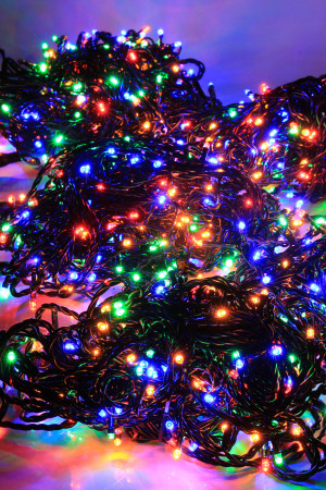Комплект гирлянд 5 нитей по 20 м, 24В, 1000 рзноцветных LED ламп, статика, черный провод ПВХ, Teamprof (TPF-S5*20-B/M)