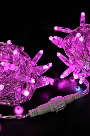 Светодиодная нить 100 розовых LED ламп, 10 м., 220В, мерцание, прозрачный провод ПВХ, Teamprof (TPF-S10CF-24V-CT/P)