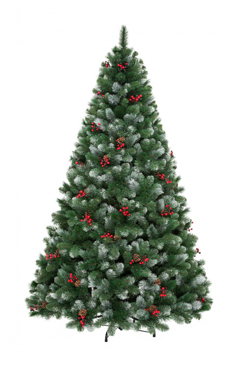 Искусственная сосна Очарование 365 см., с шишками и ягодками, Леска+ПВХ, ЕлкиТорг (141365)