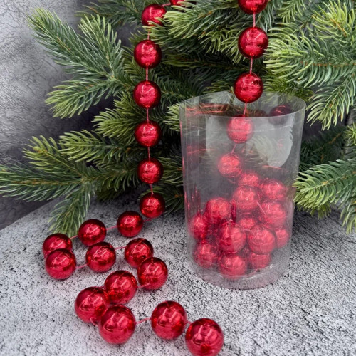 Бусы пластиковые Гигант 2*125 см., красный, Christmas DeLuxe (14916)