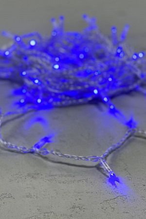 Светодиодная гирлянда с колпачком 100 синих LED ламп 10 м., 220-230 В., прозрачный провод ПВХ, IP65, LTC (PST100CAP-10-2B)