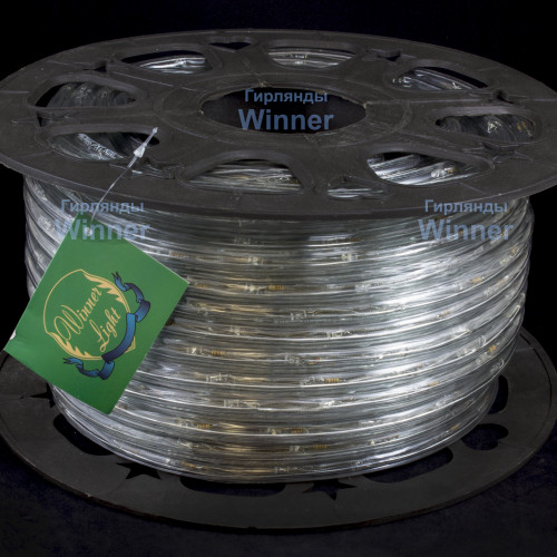 Дюралайт круглый Ø 10.5 мм., 220V, 3-жилы, красные LED лампы 24 шт на 1 м., бухта 50 м, силикон, Winner (05.50.10,5.24R)