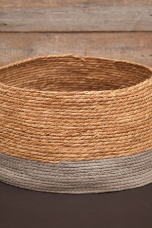 Джутовая корзина под елку 26х58 см., коричневая с серой полосой, ChristmasDeLuxe (86501)