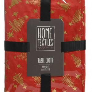 Скатерть Новогодний фейверк 140х180 см., красный с золотом, Kaemingk (668542/1)