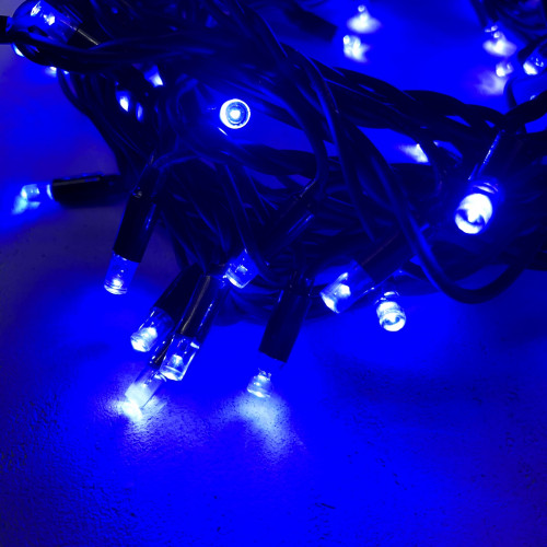 Светодиодная гирлянда с колпачком 75 синих LED ламп 10 м., 24В., черный каучуковый провод, IP65, LTC (LL75-1-1B)