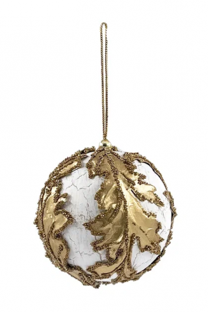 Винтажный шар Версаль 9 см., белый с золотом, 1 шт., Christmas DeLuxe (86525) 