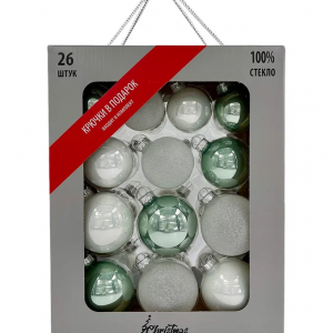 Набор стеклянных шаров Мятная прохлада 26 шт., Christmas DeLuxe (86458)