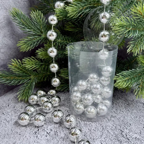 Бусы пластиковые Гигант 2*125 см., серебро, Christmas DeLuxe (14914)