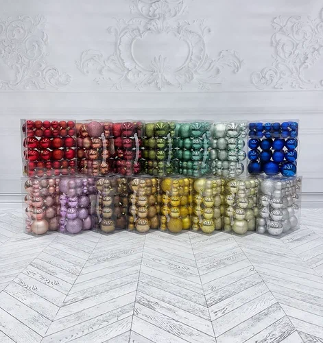 Набор пластиковых шаров Гамма 46 шт., красный, ChristmasDeLuxe (88022)