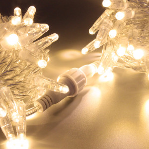 Светодиодная нить 100 теплых белых LED ламп, 10 м., 220В, статика, прозрачный провод ПВХ, Teamprof (TPF-S10C-220V-CT/WW)