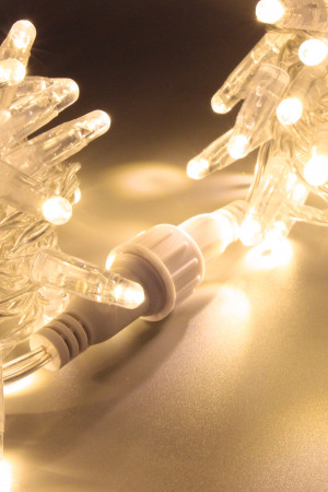 Светодиодная нить 100 теплых белых LED ламп, 10 м., 220В, статика, прозрачный провод ПВХ, Teamprof (TPF-S10C-220V-CT/WW)