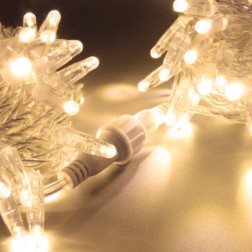 Светодиодная нить 100 теплых белых LED ламп, 10 м., 220В, статика, прозрачный провод ПВХ, Teamprof (TPF-S10C-220V-CT/WW)