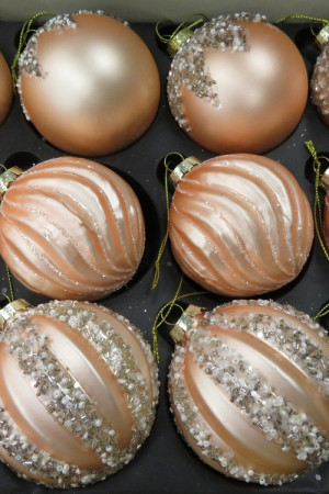 Набор стеклянных шаров Ларанж 80 мм., 12 шт., розовый, House of Seasons (84022)  