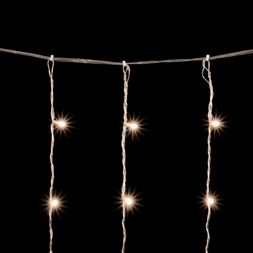 Светодиодный занавес 2*2 м., 400 теплых белых LED ламп, мерцание, облегченный, прозрачный провод ПВХ, LTC(PCL400NOTBLW-10-2WW)