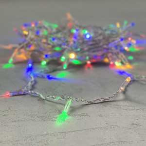 Светодиодная гирлянда с колпачком 100 разноцветных LED ламп 10 м., 220-230 В., прозрачный провод ПВХ, IP65, LTC (PST100CAP-10-2M)