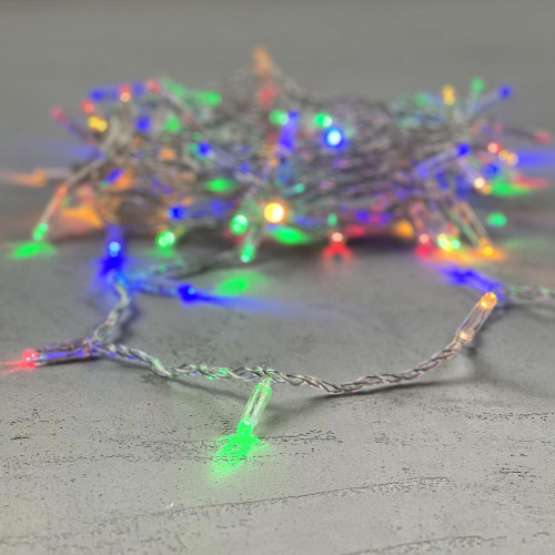 Светодиодная гирлянда с колпачком 100 разноцветных LED ламп 10 м., 220-230 В., прозрачный провод ПВХ, IP65, LTC (PST100CAP-10-2M)