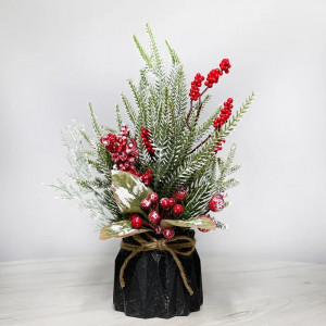 Новогодняя настольная композиция с красными ягодами 35 см., Christmas DeLuxe (89296)