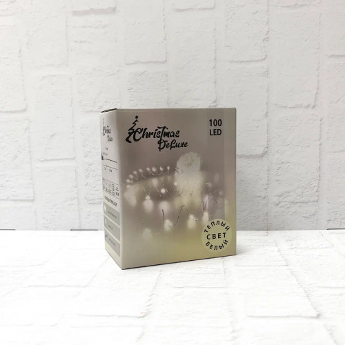 Гирлянда Капли 100 теплых белых макро ламп, 1000 см., 8 режимов, Christmas DeLuxe (87759)