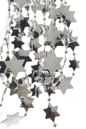 Бусы пластиковые Звезды 270 см., серебряные, Kaemingk (001310)