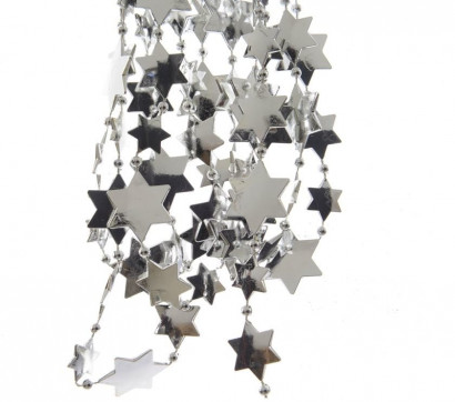 Бусы пластиковые Звезды 270 см., серебряные, Kaemingk (001310)