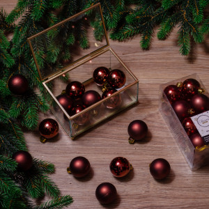 Набор пластиковых шаров Милена 40 мм, палисандровый, 16 шт, Kaemingk (021719)