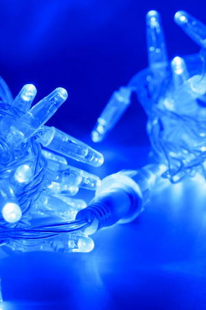 Светодиодная нить 100 синих LED ламп, 10 м., 220В, статика, прозрачный провод ПВХ, Teamprof (TPF-S10C-220V-CT/B)