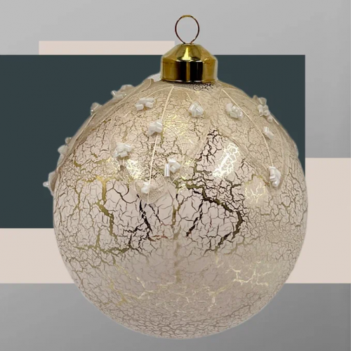 Набор винтажных стеклянных шаров Мягкий шелк 100 мм., песочный, 6 шт., Christmas DeLuxe (14037)