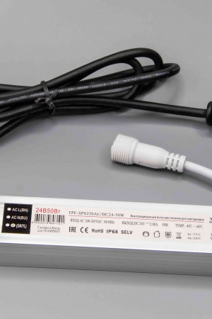 Импульсный источник питания 220/24 В, 50 Вт, Белый провод, Teamprof (TPF-SPS220AC/DC24-50W)
