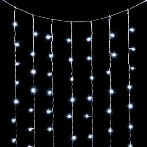  Светодиодный занавес 2*2 м., 400 белых LED ламп, мерцание, облегченный, прозрачный провод ПВХ, LTC (PCL400NOTBLW-10-2W)