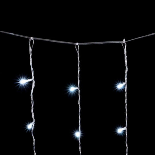  Светодиодный занавес 2*2 м., 400 белых LED ламп, мерцание, облегченный, прозрачный провод ПВХ, LTC (PCL400NOTBLW-10-2W)