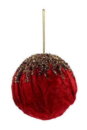 Винтажный шар Марго 10 см., красный, 1 шт., Christmas DeLuxe (86532)  