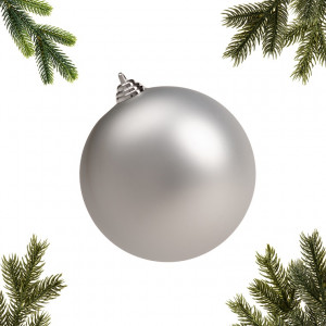 Шар пластиковый матовый 200 мм., серебро, ЕлкиТорг (150602)