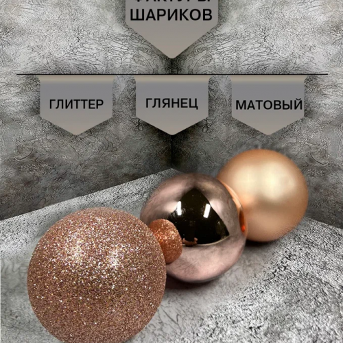 Набор стеклянных шаров Розовое золото 26 шт., Christmas DeLuxe (86779)