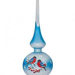 Елочная макушка Снегири 275 мм., стекло, Ёлочка (С1538)